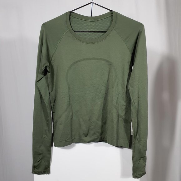 Lululemon Green Twill Swiftly Tech Long Sleeve Shirt 2.0 Race Length Size 10 - Picture 2 of 5